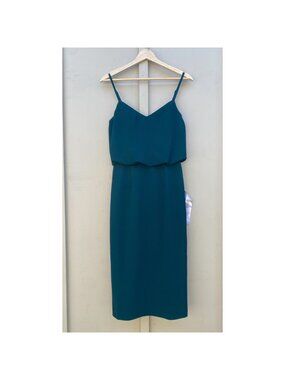 NWT Dress the Population Alondra Blouson Sheath Dress Pine